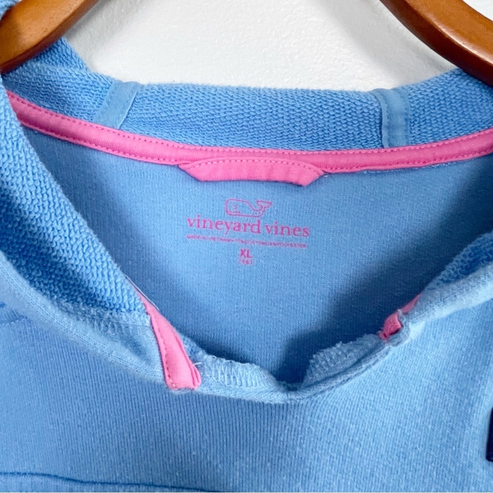 Vineyard Vines Blue Hoodie Sweatshirt XL Pink Trim Preppy - Picture 2 of 6